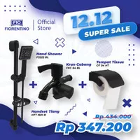 Fiorentino Shower Set Paket Hand Shower Tiang Shower Kran Cabang Hitam