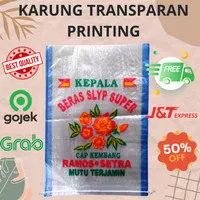 ( ECER ) Karung Transparan Printing Kembang Biru Ramos Setra Beras TOP