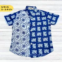 Baju Batik Anak Laki Kemeja Hem Kombinasi Modern Kekinian Usia 1-14 th