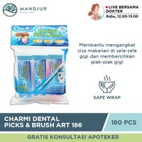 Charmi Dental Picks & Brush Art 186 Isi 180 Pcs - Tusuk Gigi