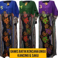 Daster/ Gamis Batik Pola Kencana Ungu Label Coklat