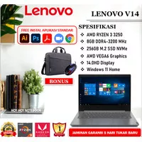 Laptop Lenovo V14 Ryzen 3-3250U 8GB 256GB Win11 14HD TERMURAH