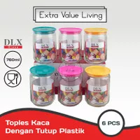 DLX Glass Toples Kaca Kyoto A Set 6 Pcs 760 ML Kedap Udara DLX-KYOTO-A