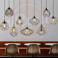 kap lampu gantung diamond design minimalis dekorasi cafe vintage rusti
