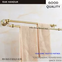 RAK GANTUNGAN HANDUK 2 BARIS KAMAR MANDI EMAS GOLD KLASIK BERTU 065-2