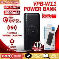 VIVAN Powerbank 10000 mAh VPB-W11 Wireless 3 Output Powerbank Wireless