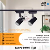 Paket Lampu Sorot 1 set isi 2 1 meter LED Track Light Rel Spotlight