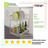 VITCO 2 Shelf Utility Pull out Rack/Rak dapur Piring Botol 400 mm