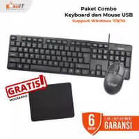 BEST Keyboard Komputer PC Combo Keyboard Mouse BEST USB Free Mousepad
