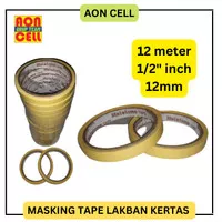 MASKING TAPE LAKBAN KERTAS 12 mm 1/2 INCH 12 Meter Selotip Kertas