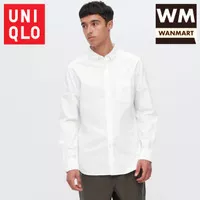 UNIQLO Men Shirt Kemeja Pria Oxford Slim Fit Lengan Panjang Off White