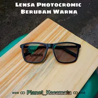Paket kacamata frame kotak Besar dan lensa photocromic berubah warna