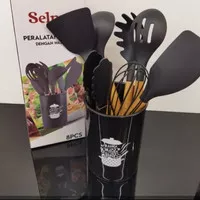 peralatan dapur selma kiara hitam spatula alat masak alat dapur set