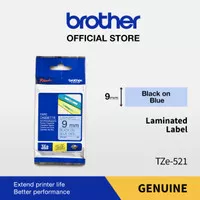 Brother Label Tape TZE-521 9mm x 8m Laminated Black On Blue TZe521