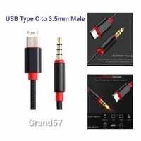 Kabel USB Type C to 3.5mm Jack Male AUX Audio Earphone Mic Headset