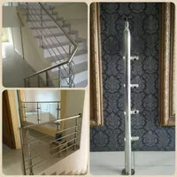 Tiang railing tangga stainless termurah / harga tiang railing tangga