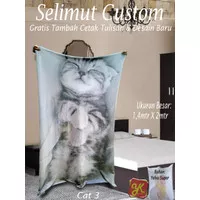 Perlengkapan Kamar Tidur Selimut Gambar Kucing Gratis Tambah Cetak