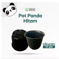 TANDURIA - Pot Plastik Panda 17 cm Hitam Bulat Wadah Tanaman Bunga