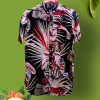 Baju kemeja surfing motif bunga Bali Tropical Summer Aloha Hawaii