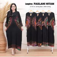 daster busui lengan panjang gamis hitam rayon adem longdress ibu