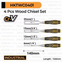 Pahat Kayu 4 pcs Set 6-25 mm INGCO HKTWC0401 Tatah Ukir Wood Chisel