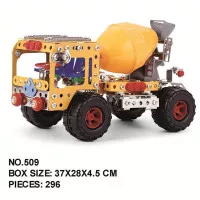 Mainan Metal Assembly Alloy cement Mixer 296 pcs - Bongkar pasang Truk