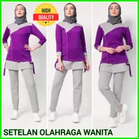 019 Setelan Senam Wanita Celana Baju Lengan Panjang Olahraga Muslimah