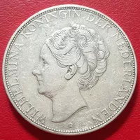 Uang Koin Perak Kuno 2 1/2 G Wilhelmina Tahun 1933 Silver Coin