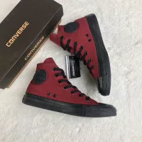 Sepatu Converse All Star CT High Maroon Hitam Sneakers Pria Casual