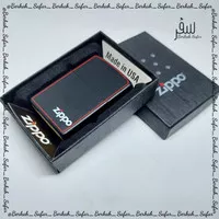 Korek Api Zippo Hitam Matte Black List Red Lighter Zippo Original