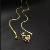 Promo kalung titanium gold wanita plus liontin anti karat selamanya