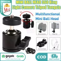Mini Ball Head Tripod Skrup Ring Light Kamera Tongsis GOPRO K DSLR 360