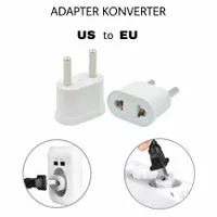 Adapter Konverter Travel US to EU Plug Converter Steker Listrik 1 Pc