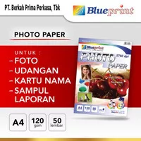 Kertas Foto A4 Glossy Photo Paper BLUEPRINT A4 120 gsm - Isi 50 Lembar