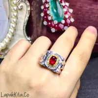 Cincin Pria Titanium Batu Merah / Cincin Titanium Pria Warna Silver