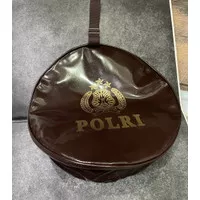 Topi Pet Police Cokelat - Tas Topi Pet Polisi - Tas Pet Kilap Polisi