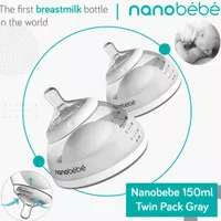 Nanobebe 150ml Twin Pack Gray–Botol Susu Bayi Breast Milk Bottle