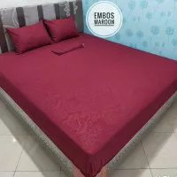 Sprei 6 Kaki Polos Embos Maroon - Sprei Polos 180x200