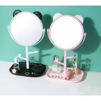 Kaca Rias Cermin Telinga Kucing Mirror Make Up Fashion Unik Lucu - Merah Muda