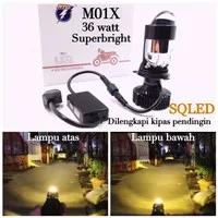 Lampu utama led rtd m01x mini projector h4 projie cut off motor mobil