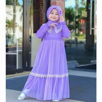 Tiara kids gamis syari anak set hijab doble tile dot dress muslim kid