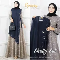 Shelly Set Baju Gamis Busana Wanita Muslim Terbaru Cantik Trendy Busui