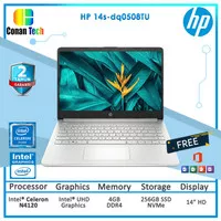 Laptop HP 14s-dq0508TU Celeron N4120 256GB SSD 4GB Intel UHD Win11+OHS