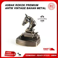 Asbak Rokok Premium Antik Vintage Motif Horse Kuda Metal Korek Api Gas