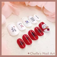 Red White Cat Mahjong Nails Custom Fake Nail Kuku Palsu Handmade Murah