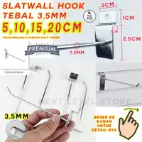 Slatwall Hook Cantolan 5 10 15 20 CM TEBAL 3,5mm Stainless Slat Slot