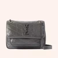 Tas YSL Niki Medium In Vintage Leather Storm Gray - Tas Branded