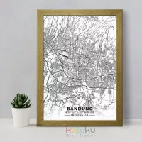 Bandung City Map Art Hiasan Dinding Poster Peta Bandung Wall Decor