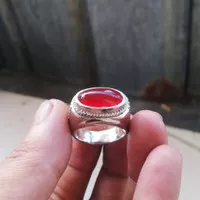 cincin batu akik red baron asli model lintang unik