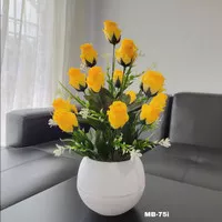 Dekorasi Rumah Bunga Meja Mawar Artificial Vas Bola MB75 - Kuning